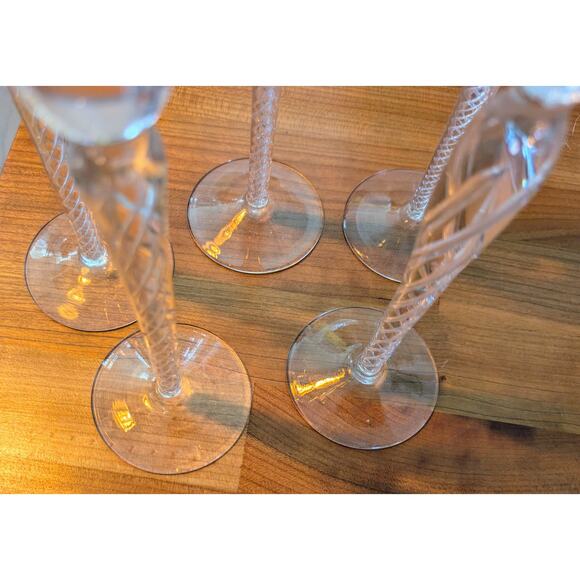Stuart Crystal IONA ARIAL Blown Air Twist Long Stem Aperitif Cordial Glasses x 5 - Picture 4 of 9